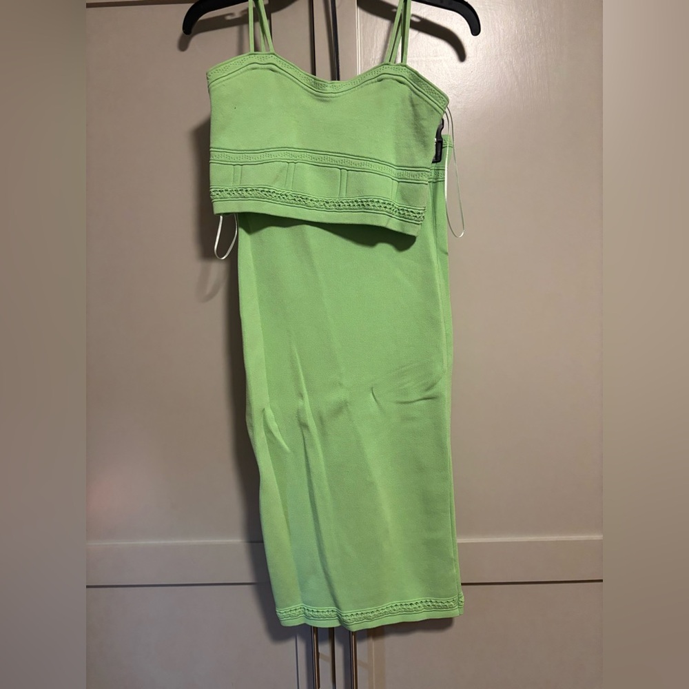 House of Harlow 1960 Lime Green Knit Spaghetti Strap Dress